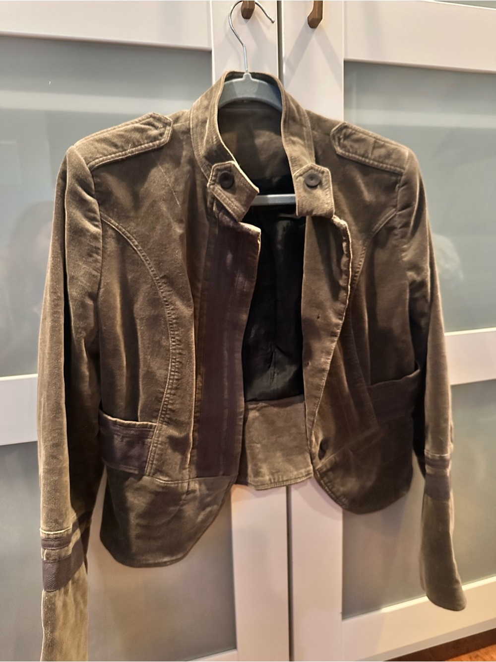 Zara Olive Green Military-Style Cropped Jacket